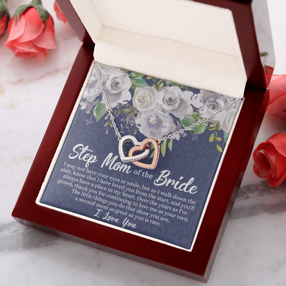 To My Stepmother of the Bride Necklace, Stepmother of the Bride Gifts Idea, Necklace for Stepmom of the Bride Gifts, Wedding Gifts for Stepmom, Gifts for Step Mother of the Bride Interlocking Hearts Necklace