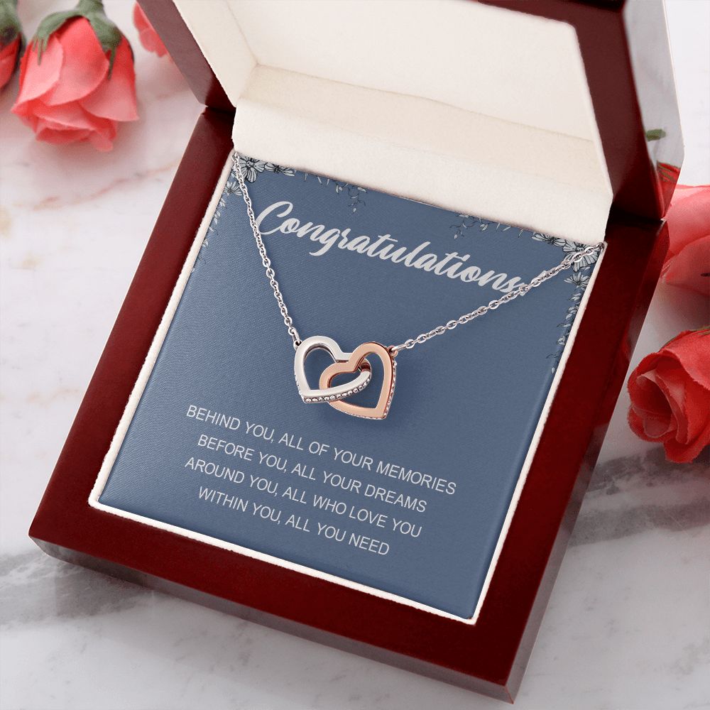 Graduation Gift Necklace for Girls College, High School, Love Knot Necklace Congrats Graduation Pendants Gift For Daughter, Granddaughter, Niece, Sister Interlocking Hearts Necklace