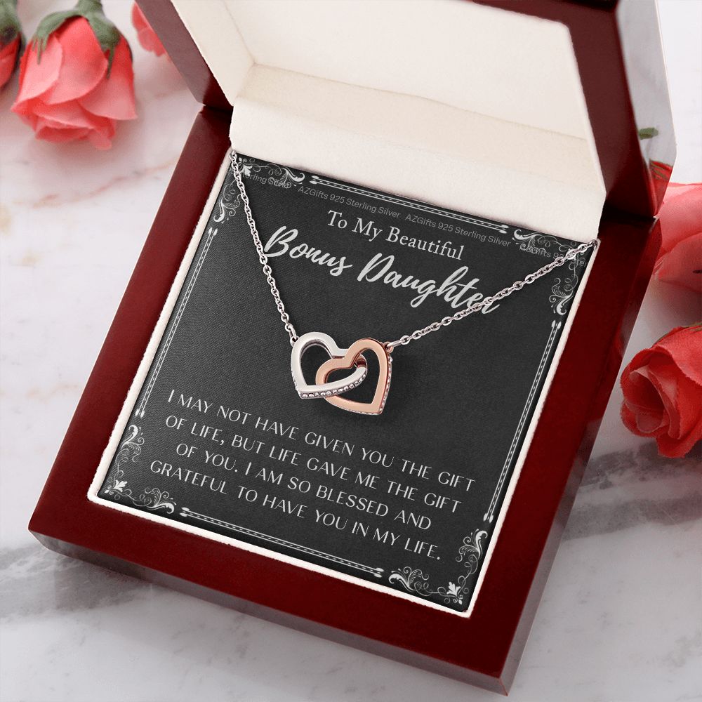 Personalized Gift - To My Bonus Daughter - Interlocking Hearts Necklace, Step daughter, Adopted daughter, daughter in law gift, future daughter Interlocking Hearts Necklace