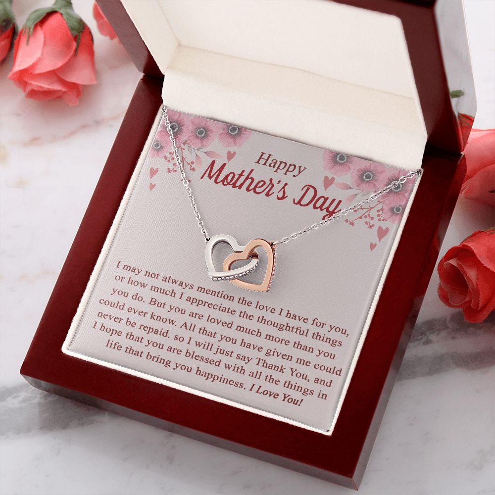 vTo My Mom Angel Mother Necklace Pendant Gift From Daughter Or Son With Message Card Gift For Mom Interlocking Hearts Necklace