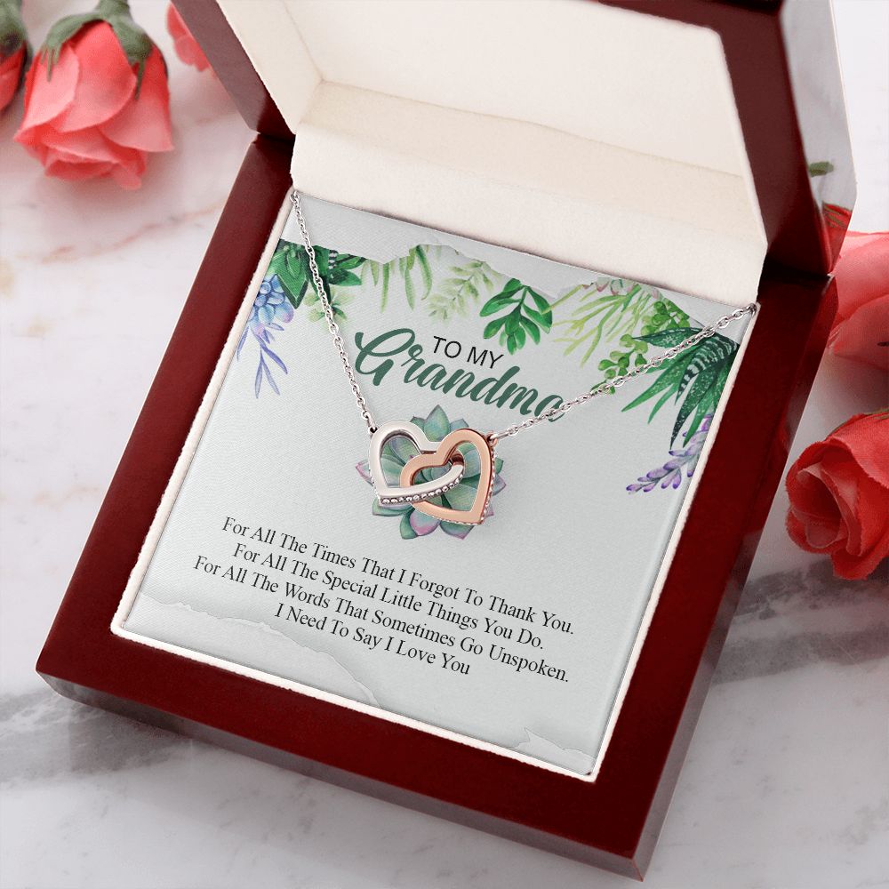 To My Grandma Necklace, Gift for Grandmother Necklace, Mothers Day Gift For Grandma Nana, Grandma Jewelry From Grandchildren GrandKids , Jewelry Box Gift For Grandma Grandmother19 Interlocking Hearts Necklace