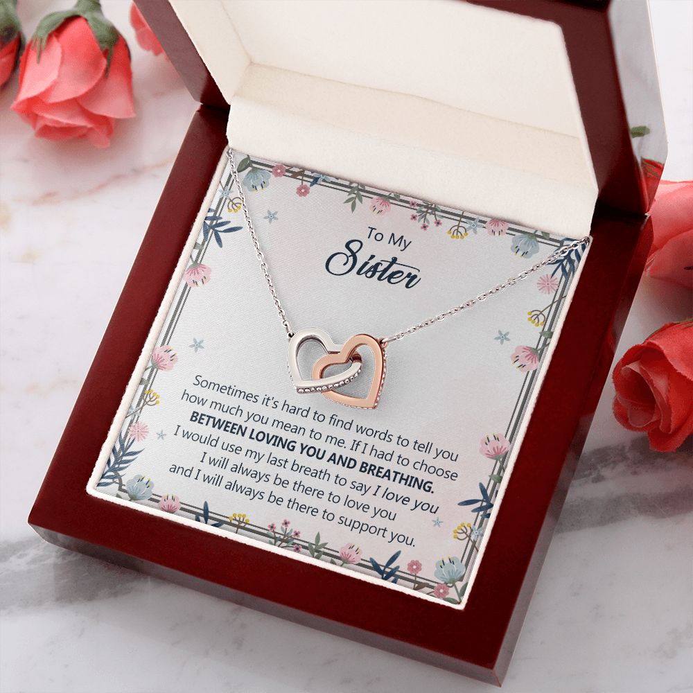 To My Sister Necklace Pendant Inspirational Jewelry For Women Teen Girl Family and Friendship Gifts Sisters Gifts Idea Sister Jewelry Necklace for Sisters Sentimental Gifts for Sister 301 Interlocking Hearts Necklace