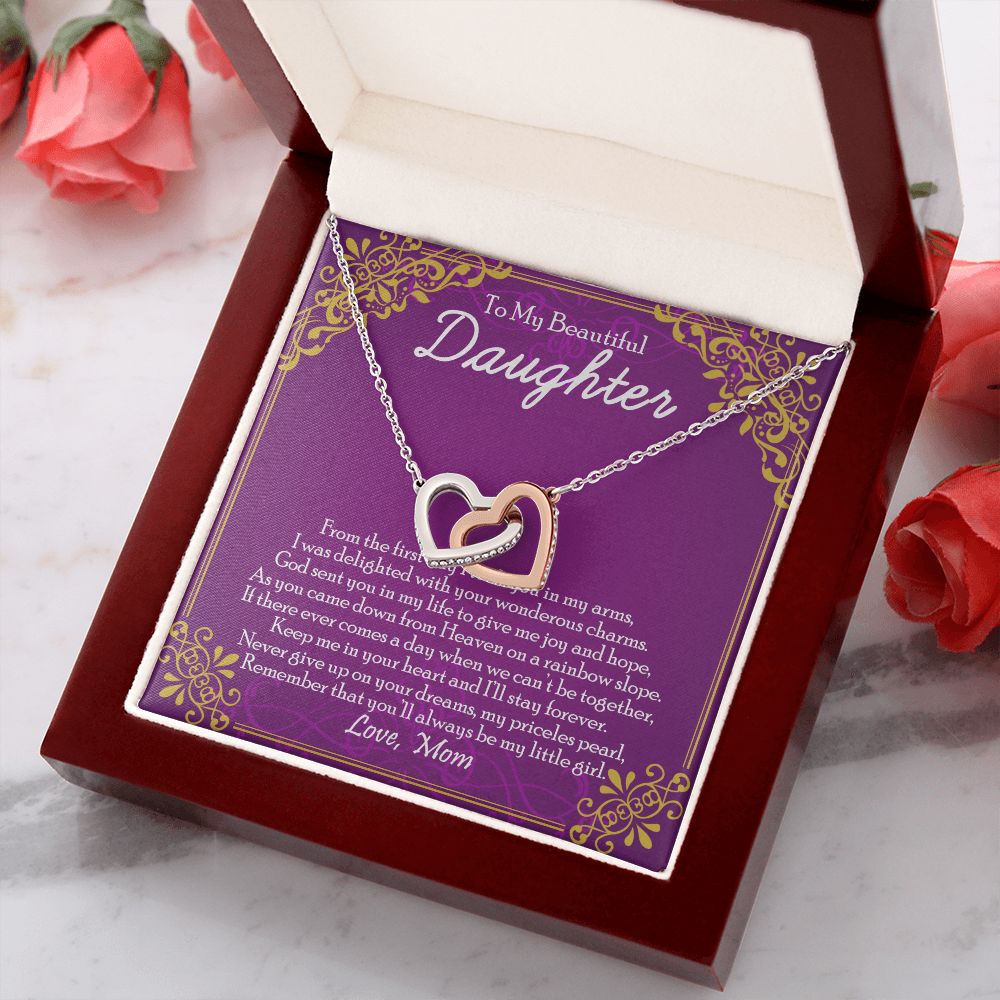 To My Daughter Necklace Gift from Mom, Mother and Daughter Jewelry Necklace for Girls, Mother Daughter Gift Ideas, Jewelry Pendant Necklace Interlocking Hearts Necklace