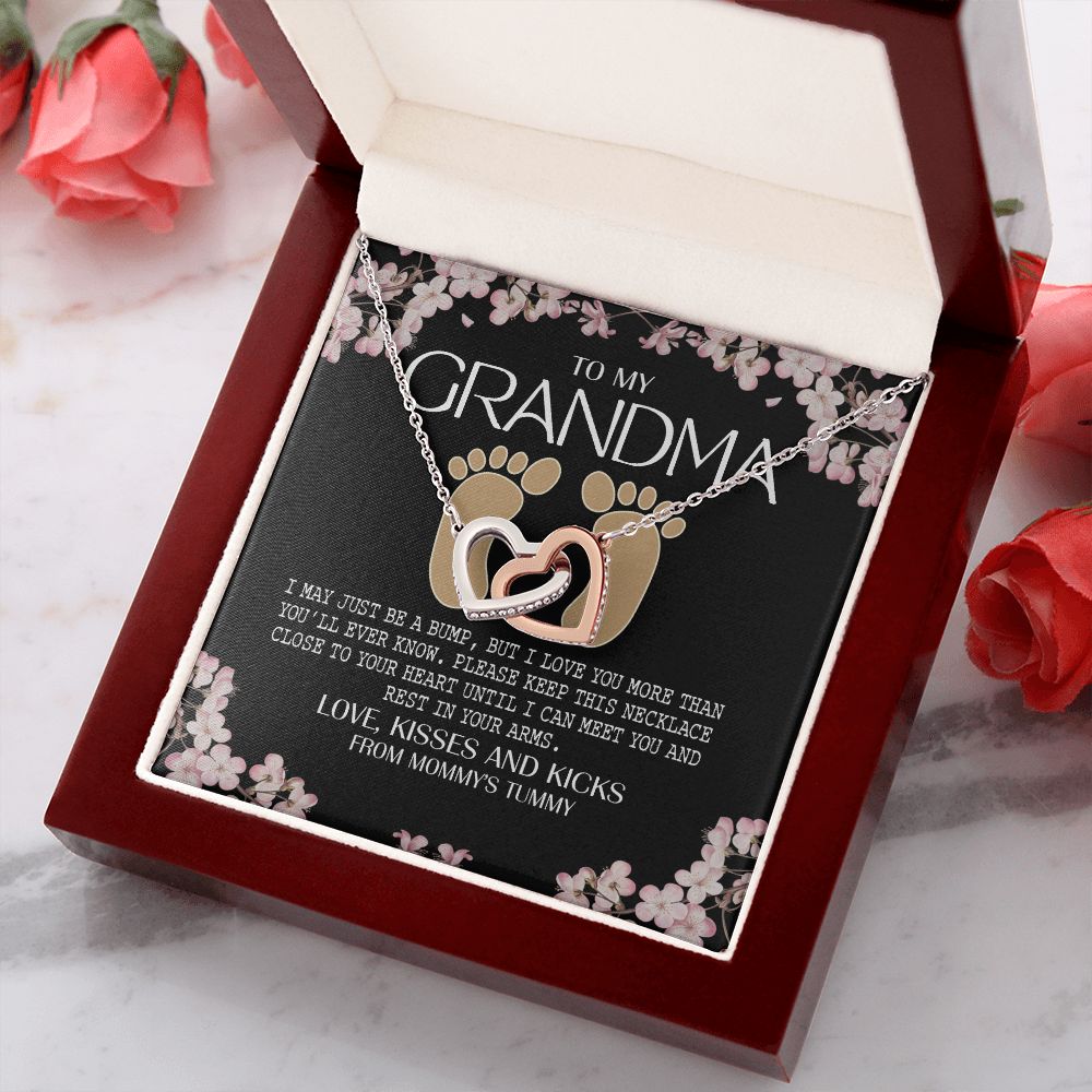 To My Grandma Necklace, Gift for Grandmother Necklace, Mothers Day Gift For Grandma Nana, Grandma Jewelry From Grandchildren GrandKids , Jewelry Box Gift For Grandma Grandmother16 Interlocking Hearts Necklace
