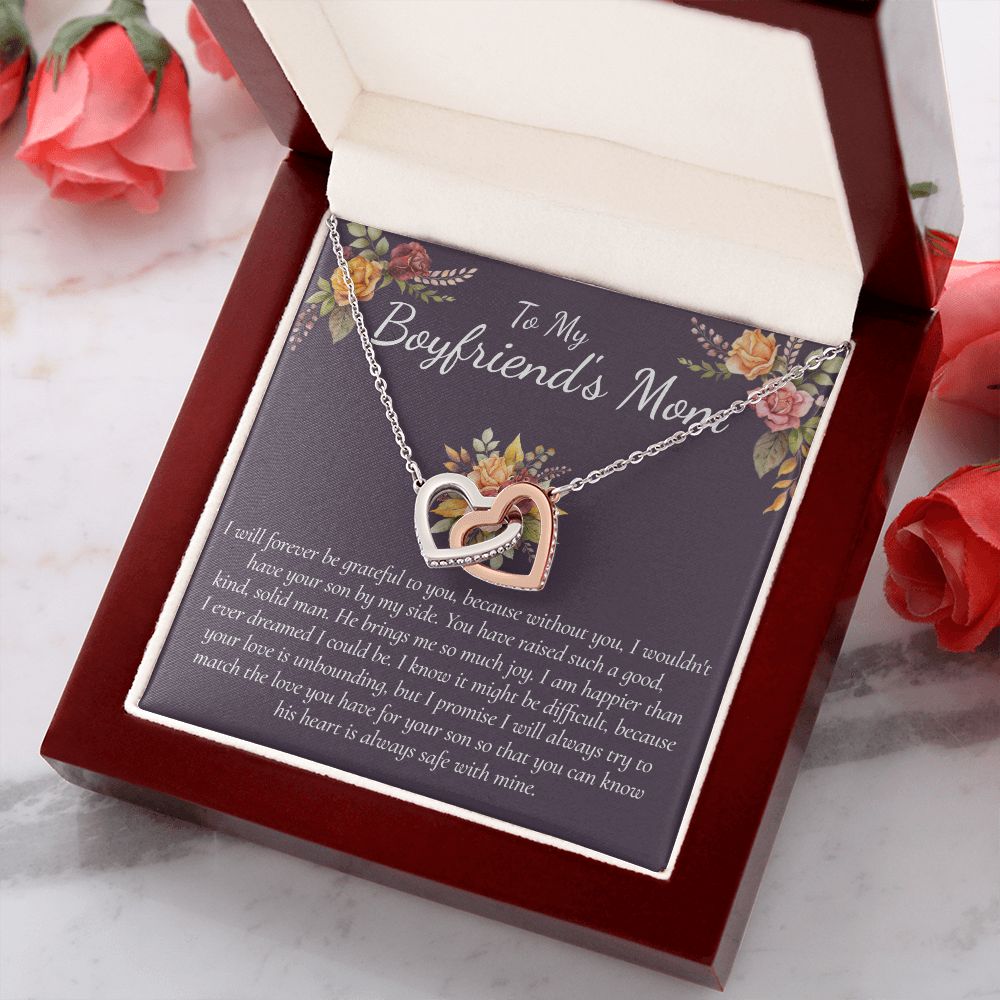 Sterling Silver Necklace for Women with Cubic Zirconia for Boyfriend's Mom Daugterin Law To My Mother in Law Necklace  Gift on Birthday Mother's Day Wedding Christmas Pendant Interlocking Hearts Necklace