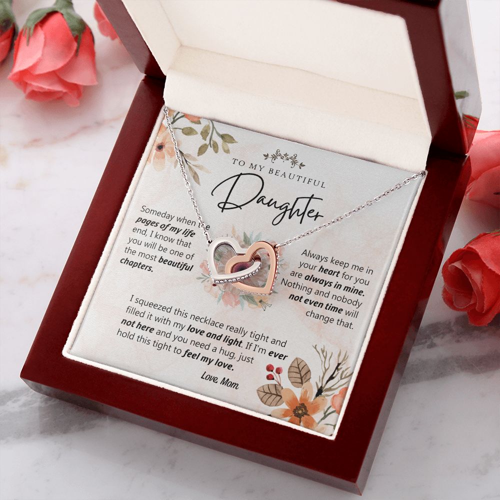 To My Beautiful Daughter Love Knot Necklace Christmas Gift For Daughter From Mom Interlocking Hearts Necklace