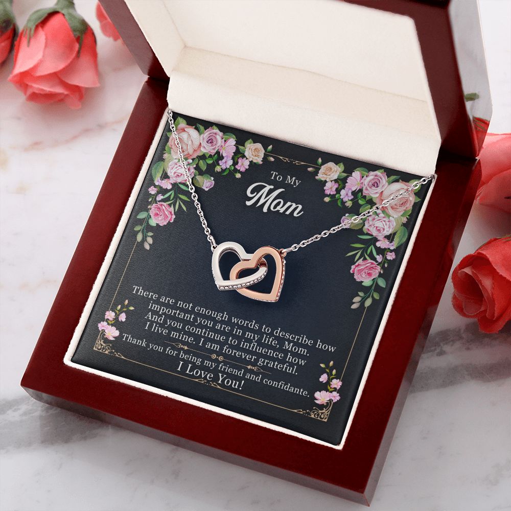 To My Mom Necklace Pendant Gift From Daughter Thank You For Being My Friend And Confidant With Message Card Gift For Mom Interlocking Hearts Necklace