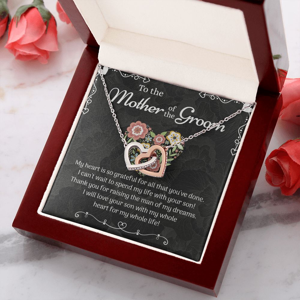 Mother of the Groom Sunflower Bracelet from Bride, Mother of the Groom Jewelry, Unique Mother Of The Groom Wedding Gift, Mom of Groom Gift Interlocking Hearts Necklace