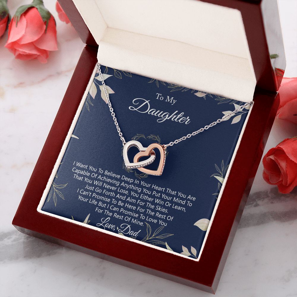 Gift For Daughter from Dad Daughter Father Necklace for Daughter Gift from Dad To My Daughter Necklace Daughters Birthday Christmas Jewelry Birthday Gifts for Women Girls Interlocking Hearts Necklace