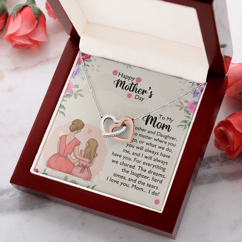Mom Necklace Gifts for Mom from Daughter to Mom Gifts for Mothers Day from Daughter, To My Mom Necklace from Daughter to Mom Birthday Gifts Necklace with Message Card and Gift Box11 Interlocking Hearts Necklace