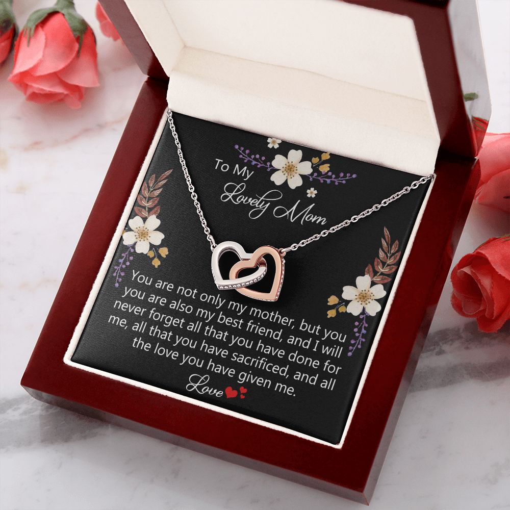 To My Mom Necklace, Gift For Mom, Mother's Day Gift from Daughter, Mom Jewelry Gift for Mothers Day, Birthday Gift for Mother, Moms Gift from Daughter Son, Necklace for Mom Mother15 Interlocking Hearts Necklace