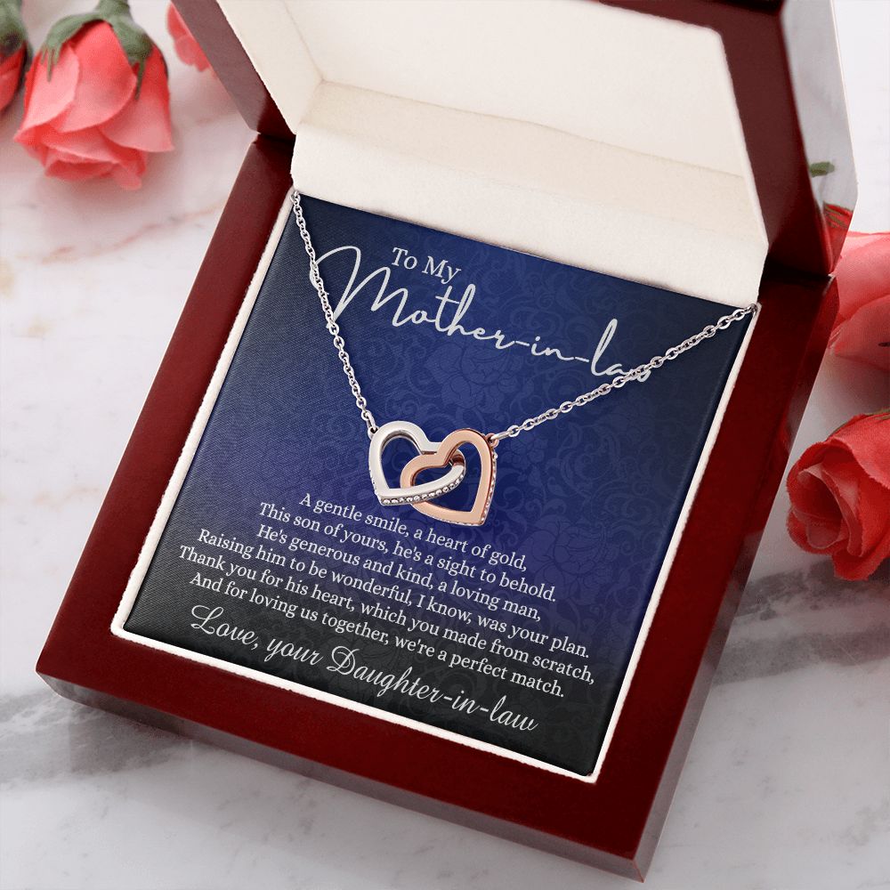 To My Mother in Law Necklace, Mother in Law Gift, Necklace for Mother in Law Jewelry Gift to My Mother-in-law on Wedding Day Mother's day gift for Mother in Law Birthday gift Interlocking Hearts Necklace