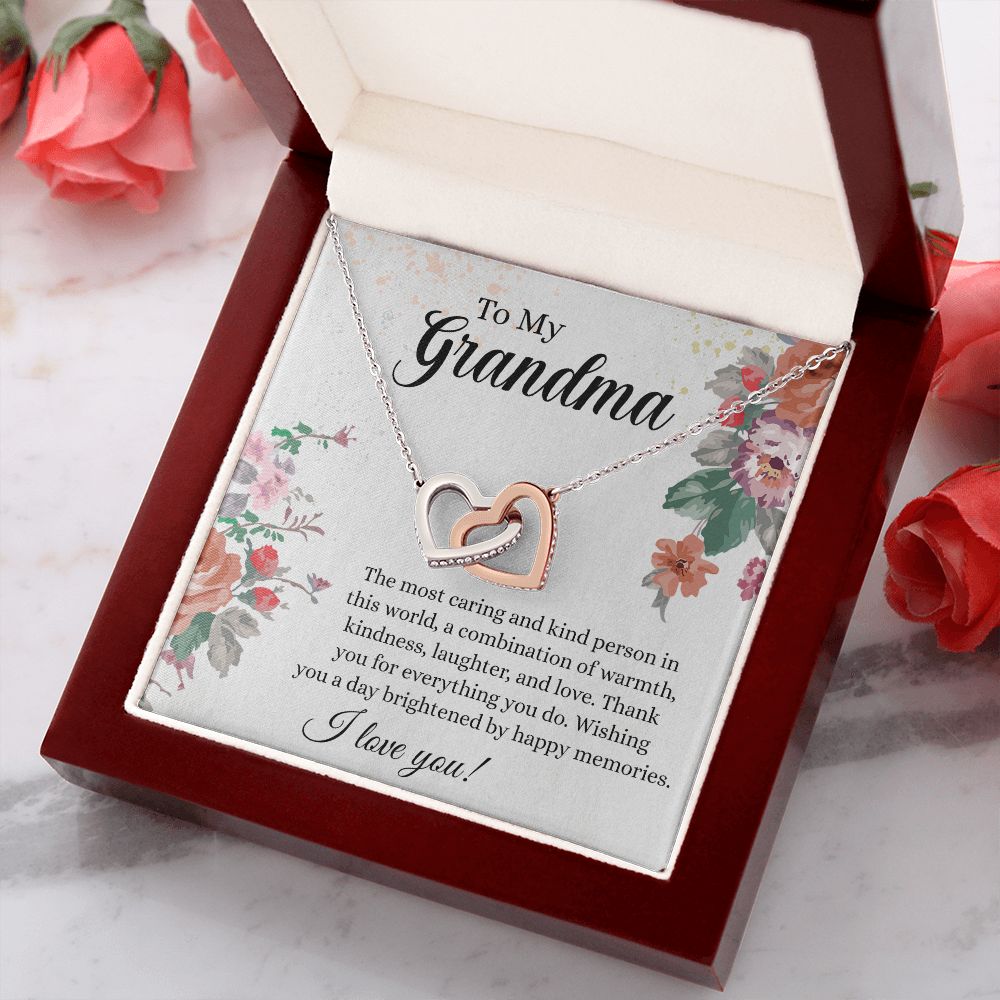 To My Grandma Necklace, Gift for Grandmother Necklace, Mothers Day Gift For Grandma Nana, Grandma Jewelry From Grandchildren GrandKids , Jewelry Box Gift For Grandma Grandmother3 Interlocking Hearts Necklace