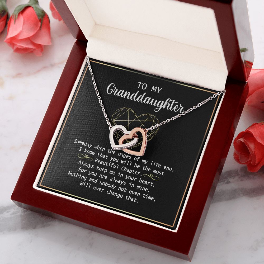 To my Granddaughter Necklace Gift For Granddaughter Birthday Congrats Graduation Interlocking Hearts Necklace