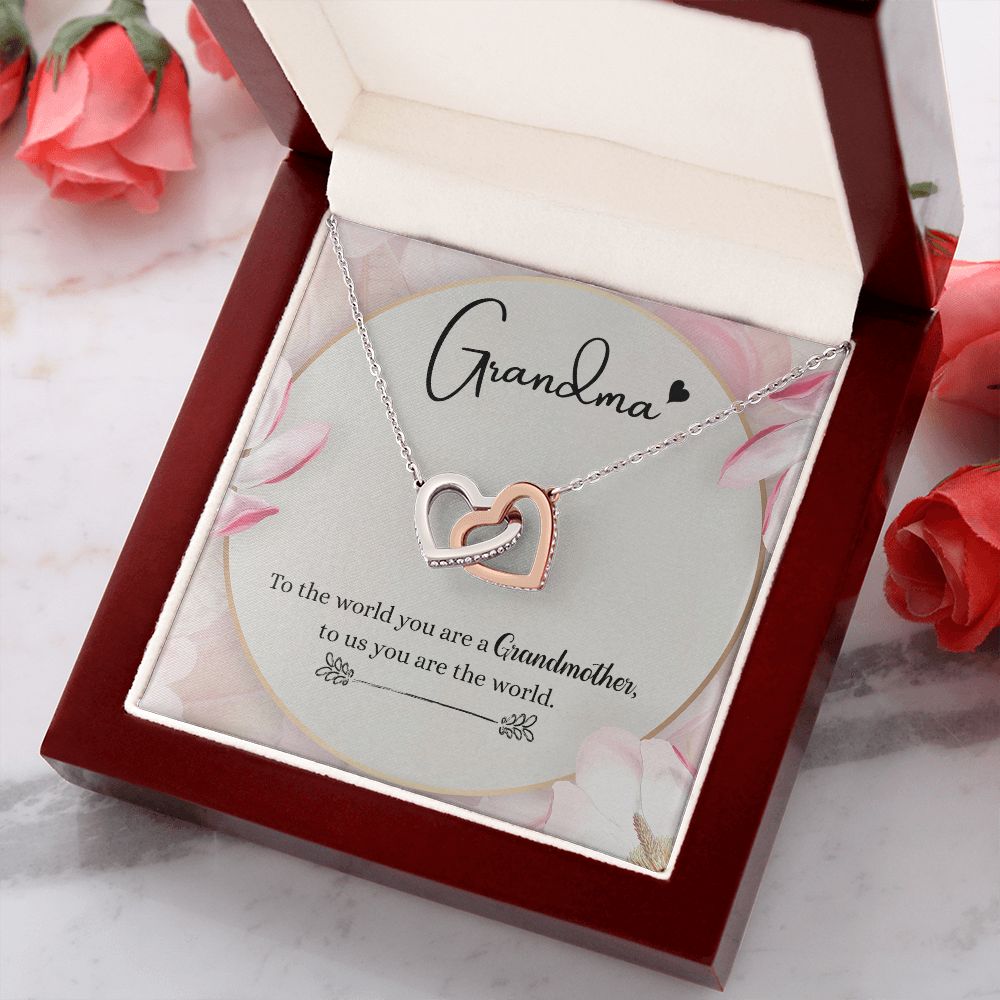 To My Grandma Necklace, Gift for Grandmother Necklace, Mothers Day Gift For Grandma Nana, Grandma Jewelry From Grandchildren GrandKids , Jewelry Box Gift For Grandma Grandmother8 Interlocking Hearts Necklace