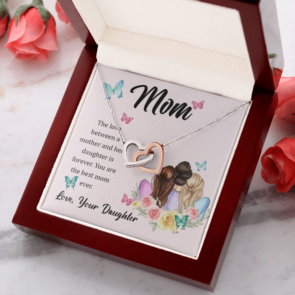 Mom Necklace Gifts for Mom from Daughter to Mom Gifts for Mothers Day from Daughter, To My Mom Necklace from Daughter to Mom Birthday Gifts Necklace with Message Card and Gift Box21 Interlocking Hearts Necklace
