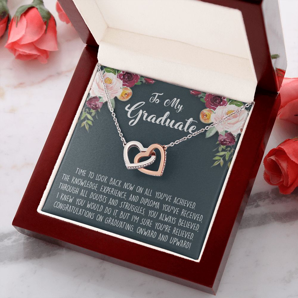 Graduation Gift Necklace for Girls Jewelry, College, High School, Elementary School, Senior Graduation Congrats Graduation Pendants Gift For Daughter, Granddaughter, Niece, Sister Interlocking Hearts Necklace
