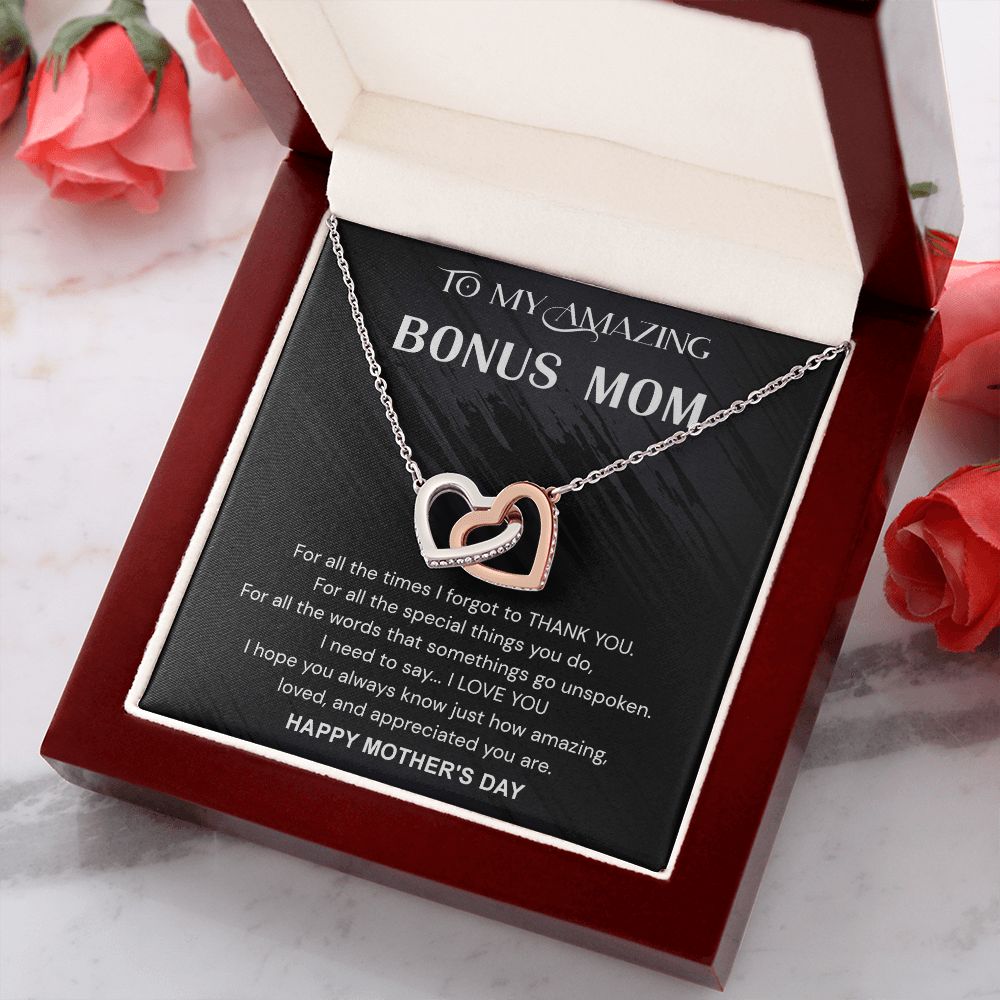 Mother's Day Gifts For Bonus Mom, Bonus Mom Mothers Day Gift, Bonus Mom Necklace, Gift For Bonus Mom On Mother's Day Interlocking Hearts Necklace