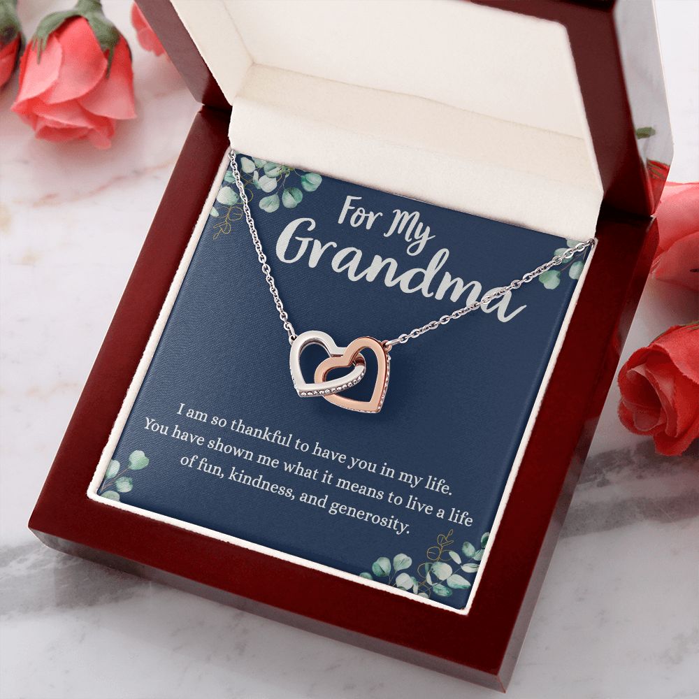 To My Grandma Necklace, Gift for Grandmother Necklace, Mothers Day Gift For Grandma Nana, Grandma Jewelry From Grandchildren GrandKids , Jewelry Box Gift For Grandma Grandmother4 Interlocking Hearts Necklace