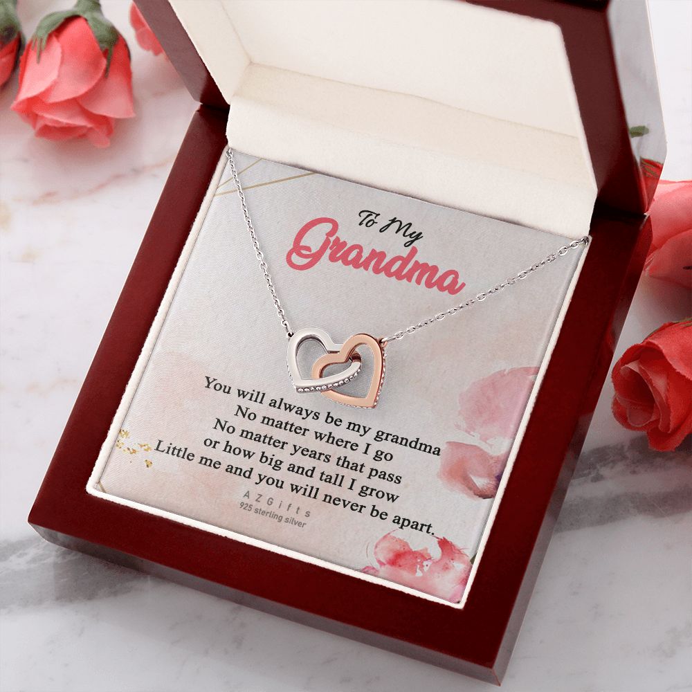 To My Grandma Necklace, Gift for Grandmother Necklace, Mothers Day Gift For Grandma Nana, Grandma Jewelry From Grandchildren GrandKids , Jewelry Box Gift For Grandma Grandmother13 Interlocking Hearts Necklace