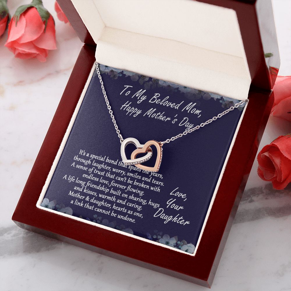 Mom Necklace Gifts for Mom from Daughter to Mom Gifts for Mothers Day from Daughter, To My Mom Necklace from Daughter to Mom Birthday Gifts Necklace with Message Card and Gift Box2232 Interlocking Hearts Necklace