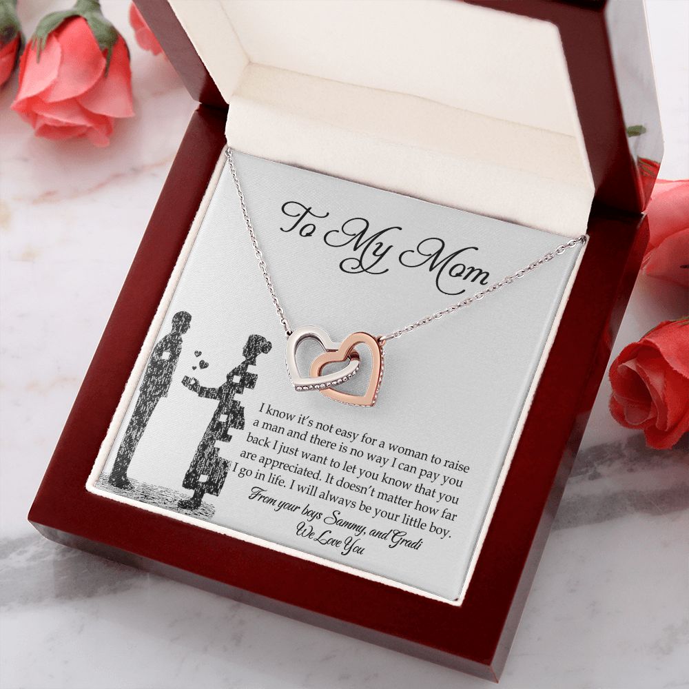 To My Mom Necklace, Gift For Mom, Mother's Day Gift from Son, Mom Jewelry Gift for Mothers Day, Birthday Gift for Mother, Moms Gift from Daughter Son, Necklace for Mom Mother Interlocking Hearts Necklace