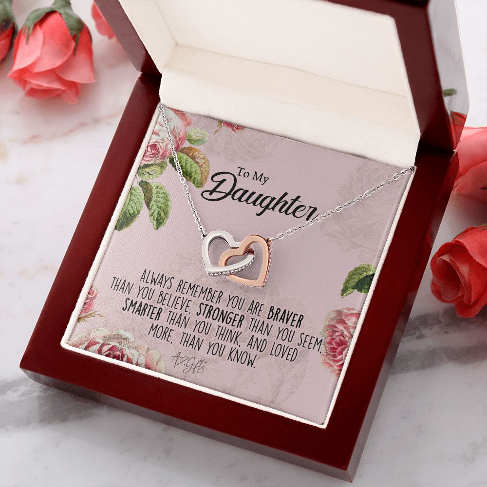 To My Daughter Gift Necklace from Mom, Mother and Daughter Necklace for Girls, Mother Daughter Gift Ideas, Jewelry Pendant Interlocking Hearts Necklace