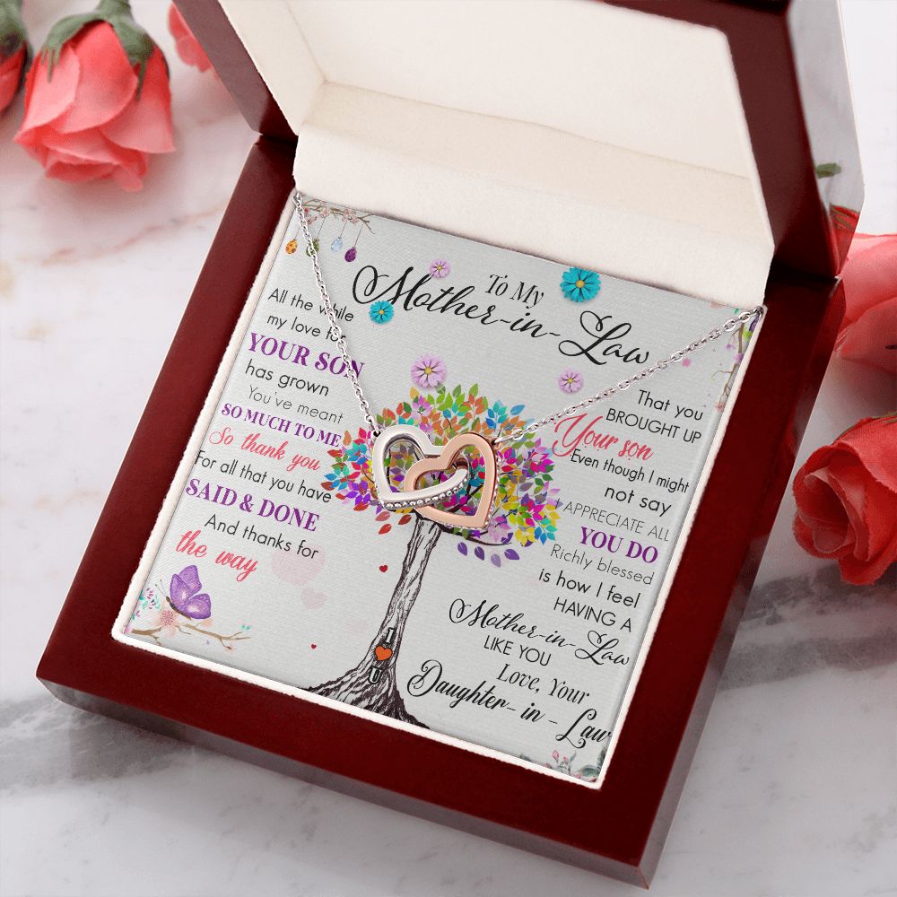 Mother in Law Necklace, Jewelry for Women, Future Mother in Law Gifts from Daughter in Law, Mother of Bride Gifts For Mother in Law, Birthday Gifts For Mother In Law From Daughter In Law72323 Interlocking Hearts Necklace