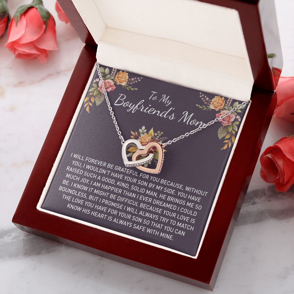 To My Boyfriends Mom Gift Necklace for Boyfriends Mom Gift Mother in Law Jewelry Gift Birthday Gift For Boyfriend's Mom Gift for Boyfriends Mom Gift for Boyfriend's Mom From Girlfriend Interlocking Hearts Necklace