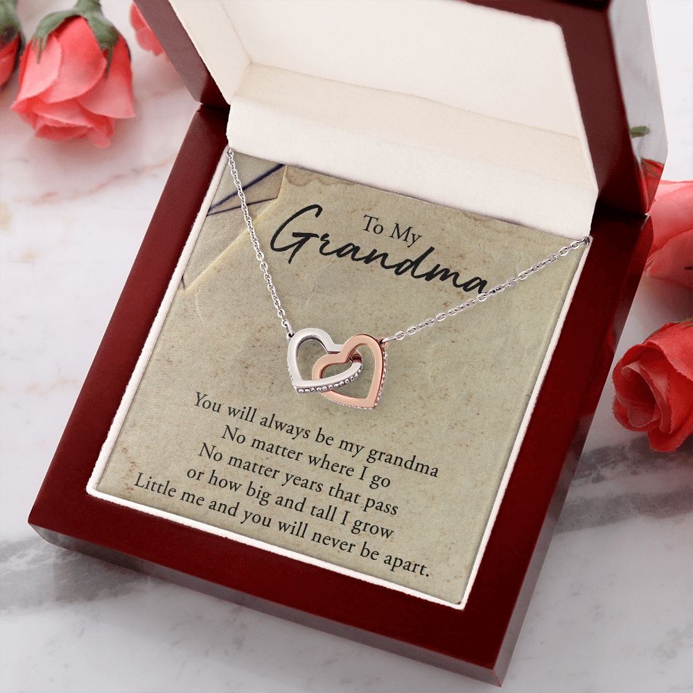 To My Grandma Necklace, Gift for Grandmother Necklace, Mothers Day Gift For Grandma Nana, Grandma Jewelry From Grandchildren GrandKids , Jewelry Box Gift For Grandma Grandmother5 Interlocking Hearts Necklace