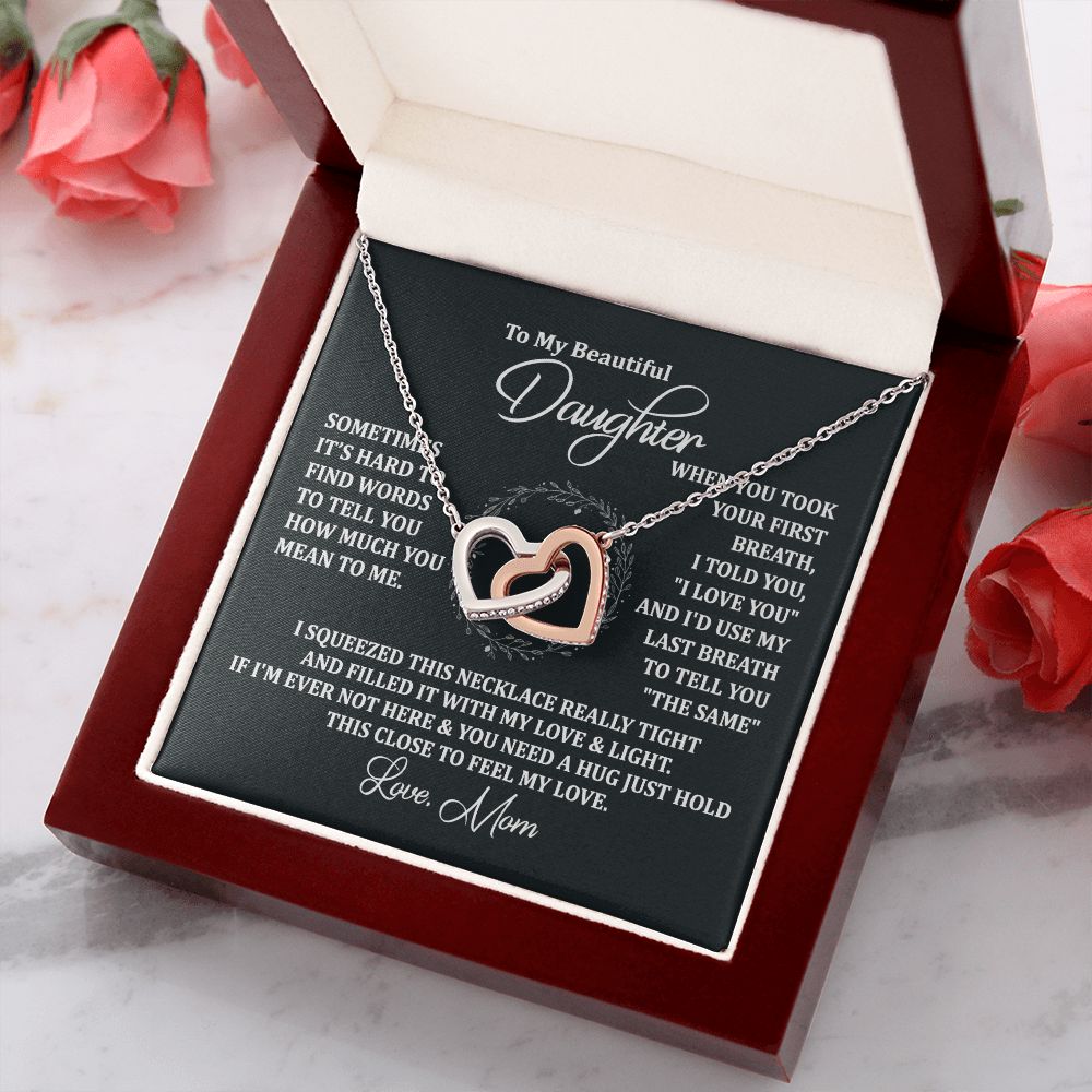 Mother Daughter Gift Ideas, To My Daughter Gift Necklace from Mom, Jewelry Pendant Present for Daughter, Birthday Christmas Gift Graduation Gifts for Daughters, Mother and Daughter Necklace 2135 Interlocking Hearts Necklace