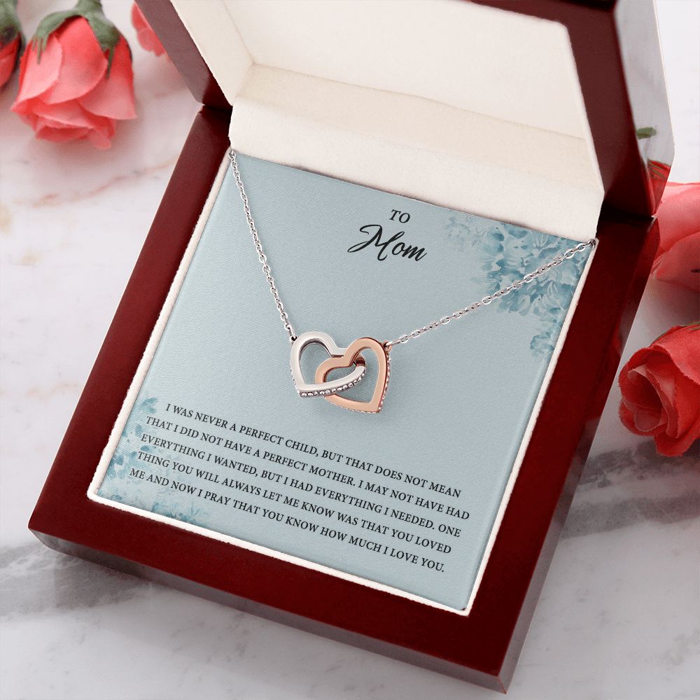 Mom Necklace Gifts for Mom from Daughter to Mom Gifts for Mothers Day from Daughter, To My Mom Necklace from Daughter to Mom Birthday Gifts Necklace with Message Card and Gift Box2227 Interlocking Hearts Necklace