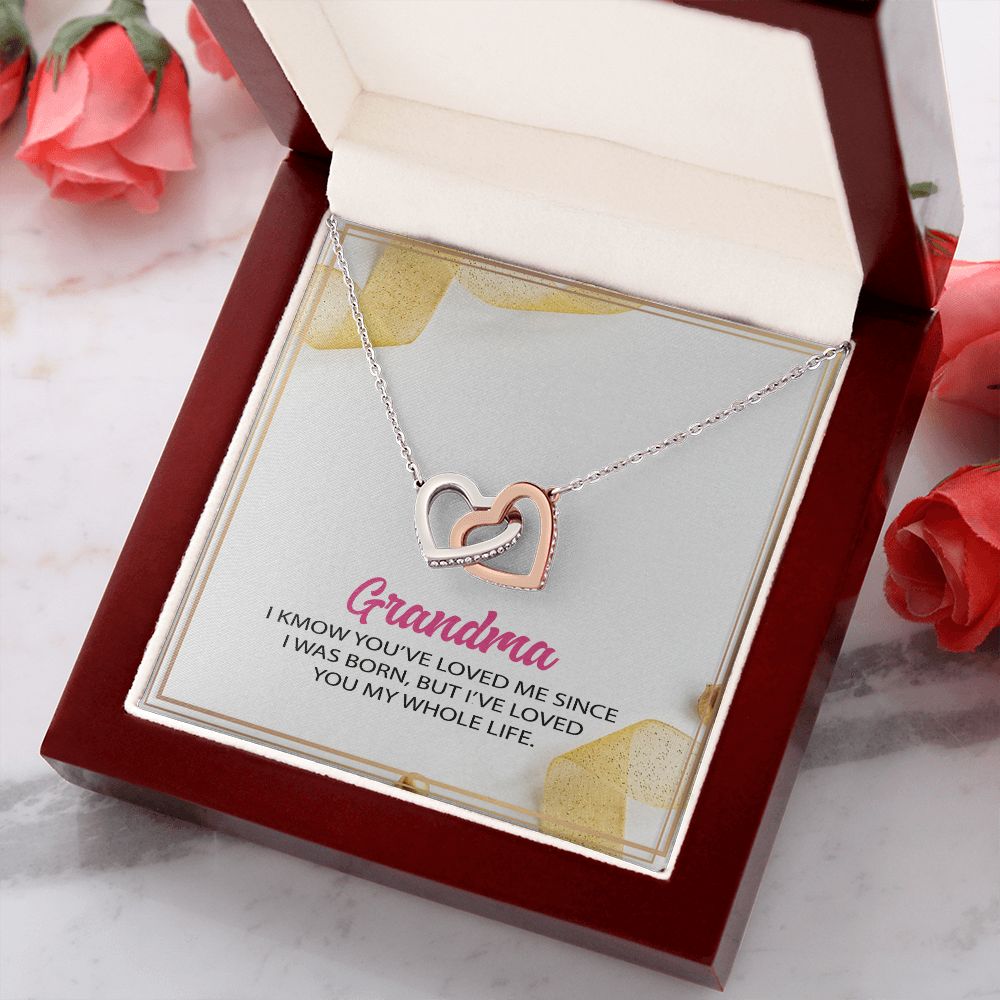 To My Grandma Necklace, Gift for Grandmother Necklace, Mothers Day Gift For Grandma Nana, Grandma Jewelry From Grandchildren GrandKids , Jewelry Box Gift For Grandma Grandmother12 Interlocking Hearts Necklace