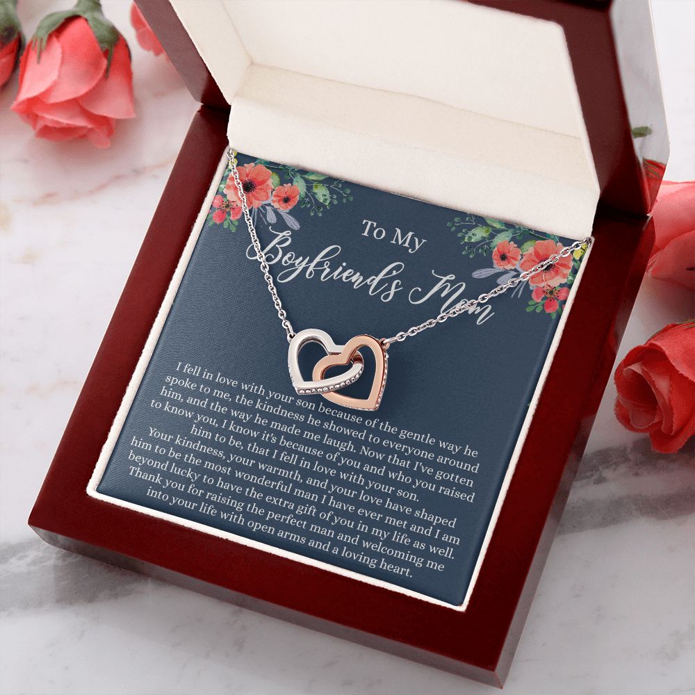 To My Boyfriends Mom, Gifts For Boyfriend Mom, Boyfriends Mom Birthday Gift Idea, Boyfriend Mother Gift, Necklace for Boyfriends Mom, Mother's Day Gift Necklace for Women Interlocking Hearts Necklace