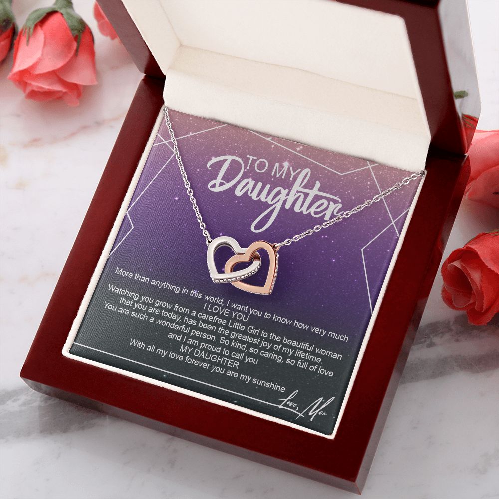 To My Daughter Alluring Beautiful Necklace, Jewelry For Daughter, Daughter Gift Interlocking Hearts Necklace