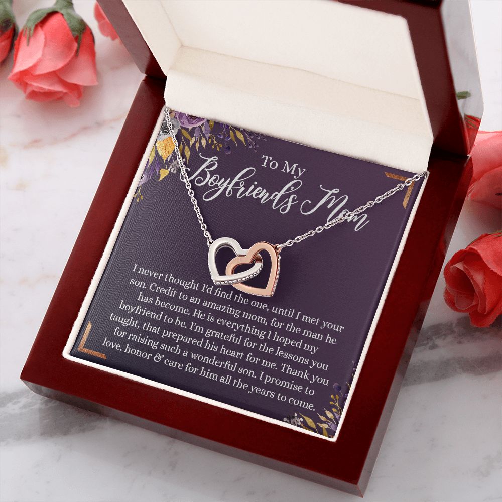 To My Boyfriend's Mom Necklace, Gifts for Boyfriend's Mom, Sterling Silver Necklace for Boyfriends Mom, Birthday Gift for Boyfriends Mother, Mother's Day Gift for Mom In Law Interlocking Hearts Necklace