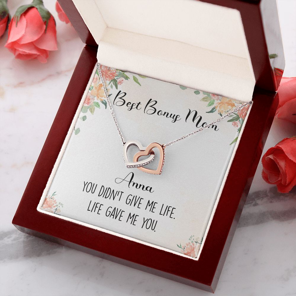To My Stepmom Necklace from Stepdaughter Birthday Gifts for Stepmom Stepmother Gifts for Second Mom Gifts for Stepmom from Bonus Daughter Stepmom Gifts for Birthday Mothers Day 301 Interlocking Hearts Necklace