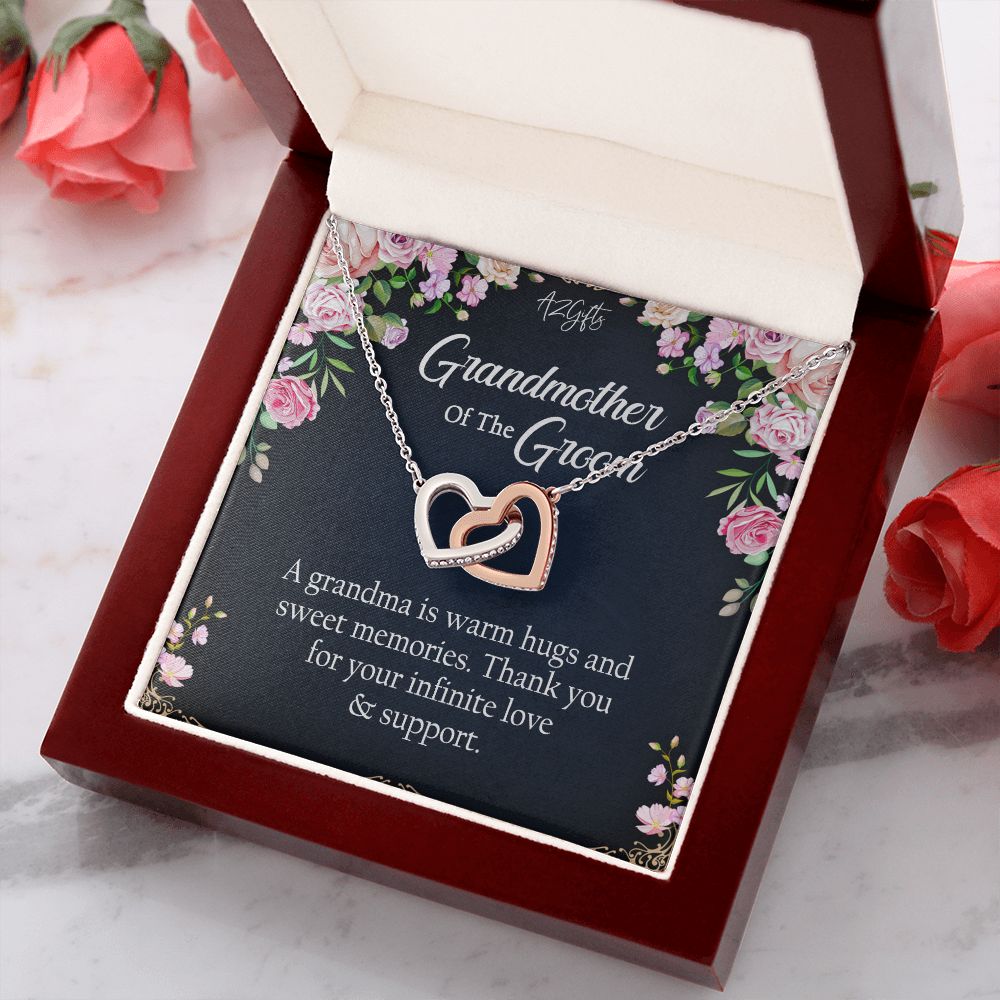 To My Grandmother Necklace, Gift for Grandmother Necklace, Mothers Day Gift For Grandma Nana, Grandma Jewelry From Grandchildren GrandKids , Jewelry Box Gift For Grandma Grandmother2 Interlocking Hearts Necklace