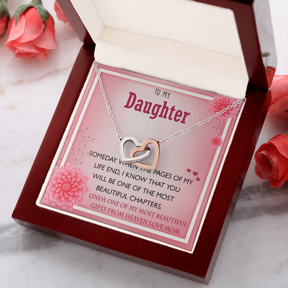 To My Daughter Gift Necklace from Mom, Mother and Daughter Necklace for Girls, Mother Daughter Gift Ideas, Jewelry Pendant Interlocking Hearts Necklace