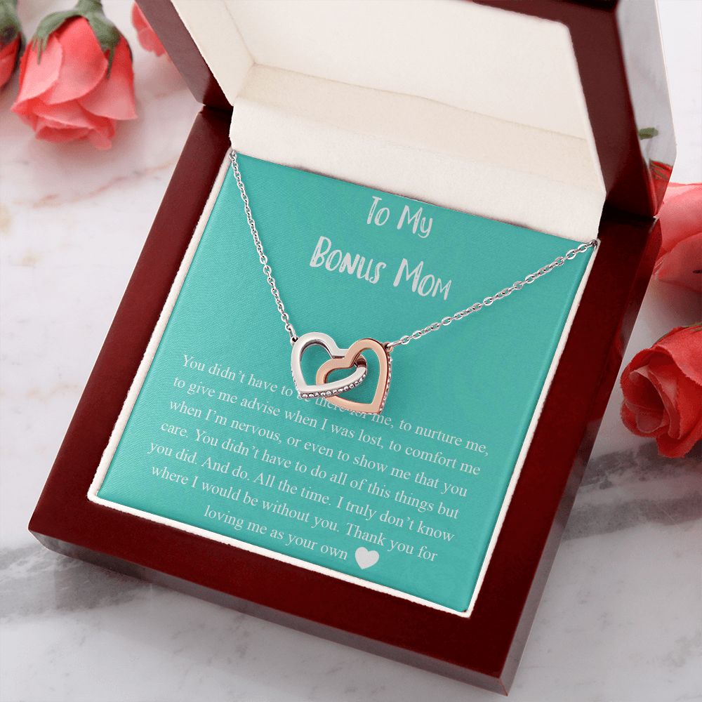 To My Bonus Mom Necklace, Mother's Day Gift for Step Mom, Love Knot Necklace Interlocking Hearts Necklace