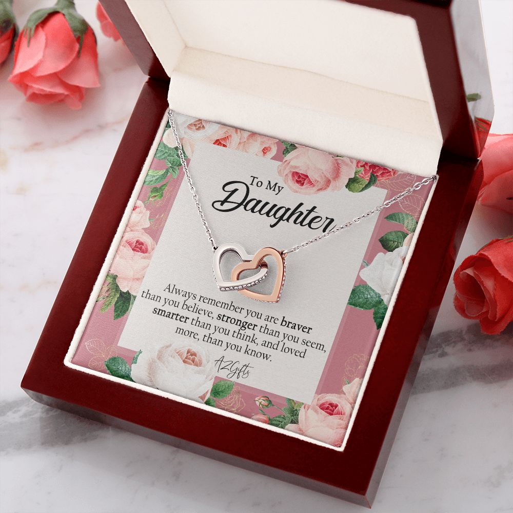 To My Daughter Gift Necklace from Mom, Mother and Daughter Necklace for Girls, Mother Daughter Gift Ideas, Jewelry Pendant Interlocking Hearts Necklace