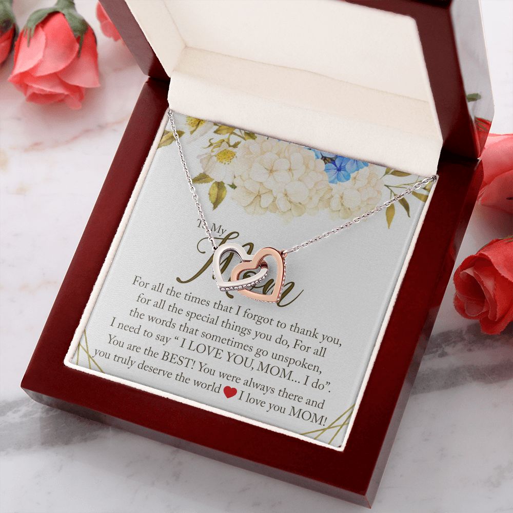 To My Mom Necklace, Gift For Mom, Mother's Day Gift from Daughter, Mom Jewelry Gift for Mothers Day, Birthday Gift for Mother, Moms Gift from Daughter Son, Necklace for Mom Mother 16 Interlocking Hearts Necklace