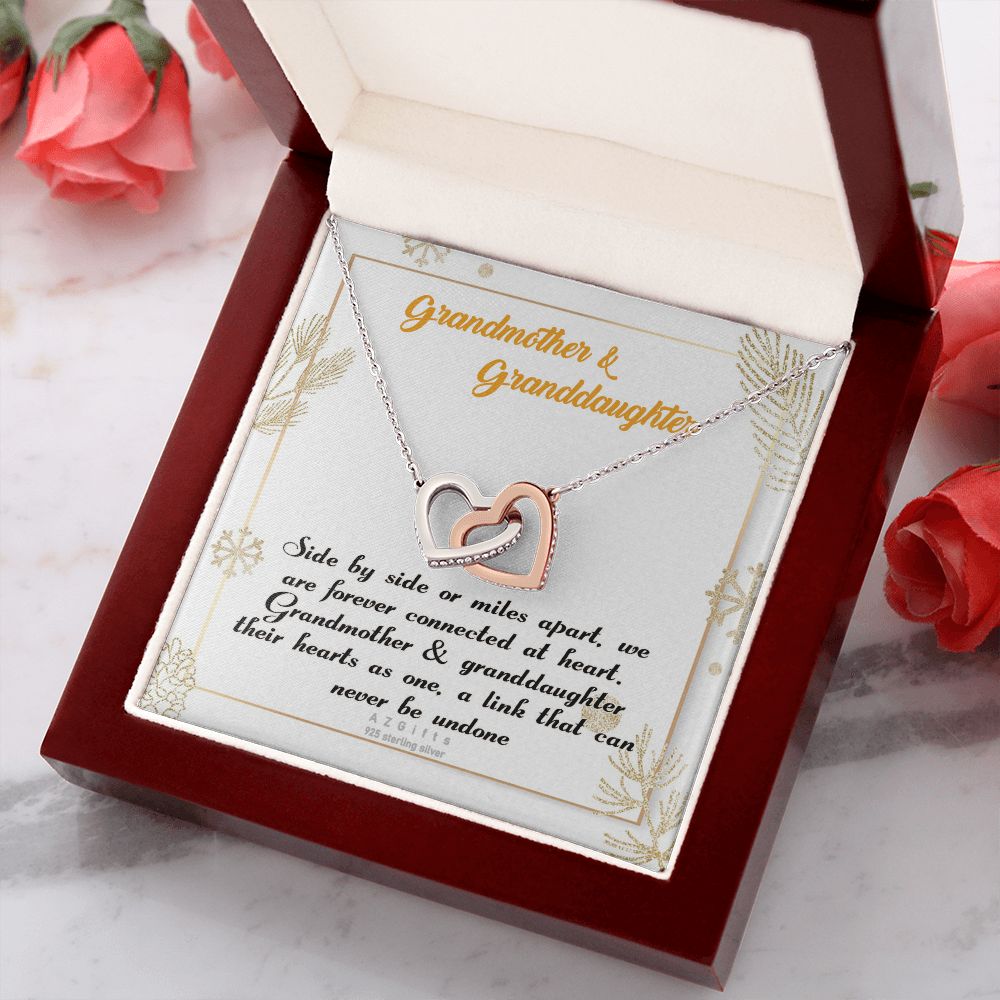 To My Grandma Necklace, Gift for Grandmother Necklace, Mothers Day Gift For Grandma Nana, Grandma Jewelry From Grandchildren GrandKids , Jewelry Box Gift For Grandma Grandmother14 Interlocking Hearts Necklace