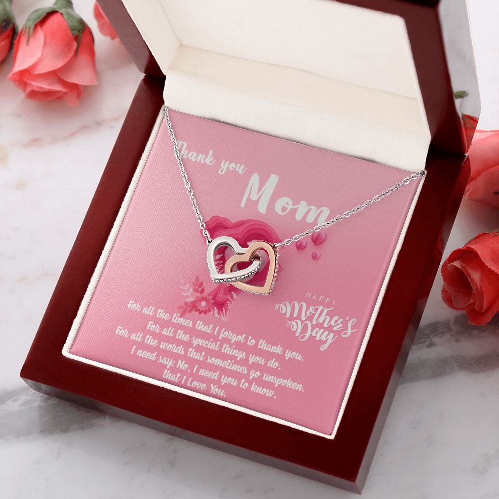 Mom Necklace Gifts for Mom from Daughter to Mom Gifts for Mothers Day from Daughter, To My Mom Necklace from Daughter to Mom Birthday Gifts Necklace with Message Card and Gift Box5 Interlocking Hearts Necklace