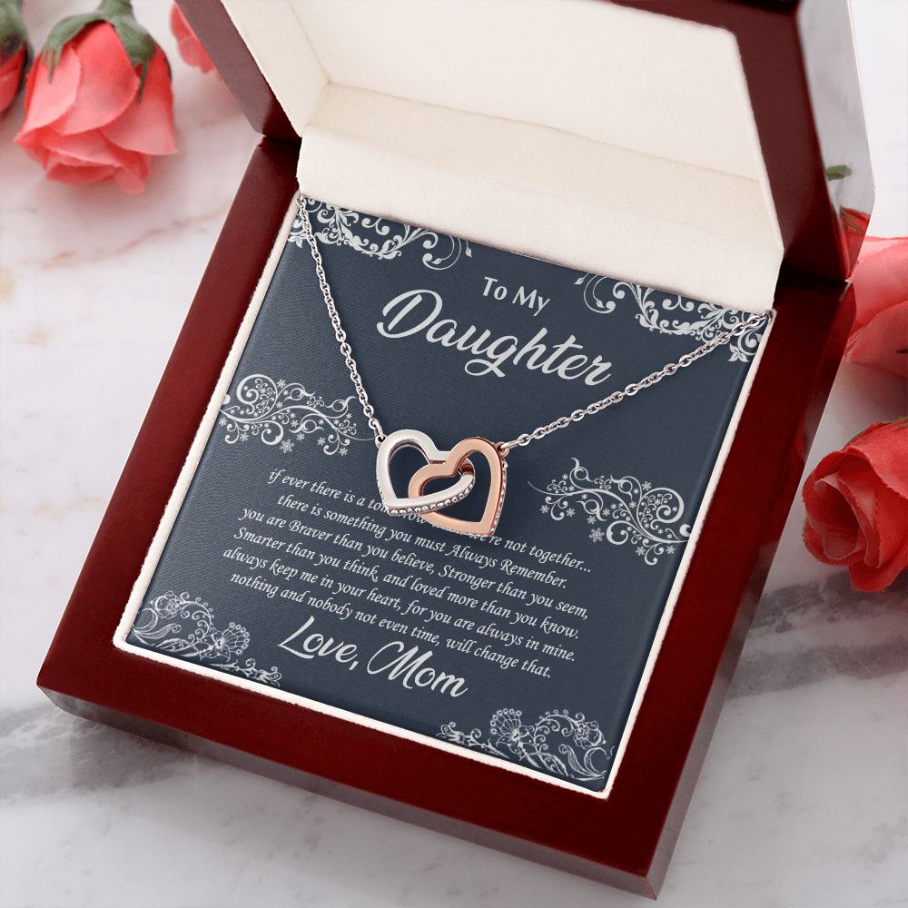 Jewelry Pendant Present for Daughter, To My Daughter Gift Necklace from Mom, Mother Daughter Gift Ideas, Birthday Christmas Gift Graduation Gifts for Daughters, Mother and Daughter Necklace 19 Interlocking Hearts Necklace