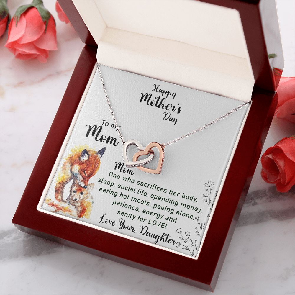 Mom Necklace Gifts for Mom from Daughter to Mom Gifts for Mothers Day from Daughter, To My Mom Necklace from Daughter to Mom Birthday Gifts Necklace with Message Card and Gift Box2223 Interlocking Hearts Necklace
