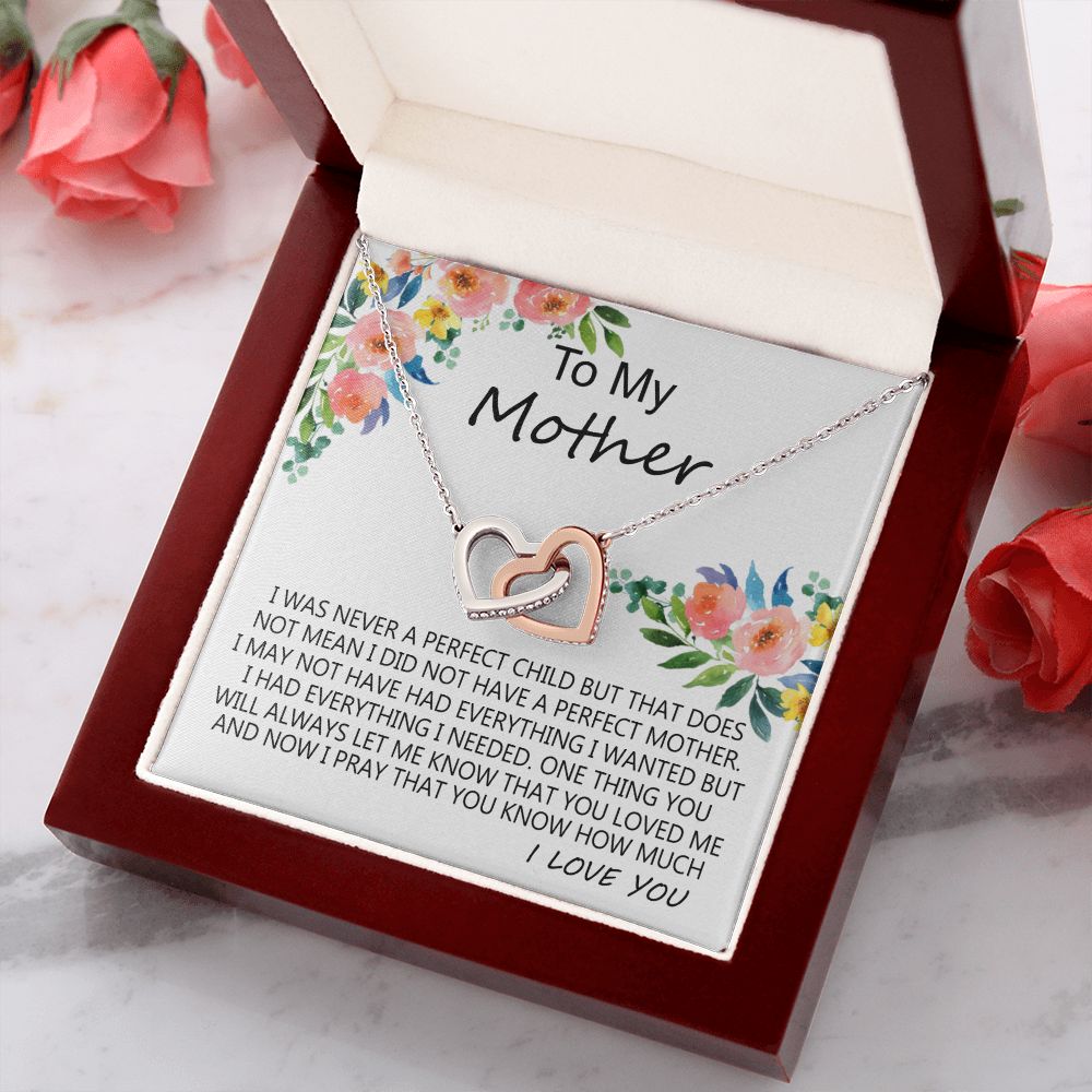 To My Mom Necklace Pendant Gift From Daughter And Happy Mother's Day Gift For Mom Birthday, Anniversary A Perfect Child Interlocking Hearts Necklace
