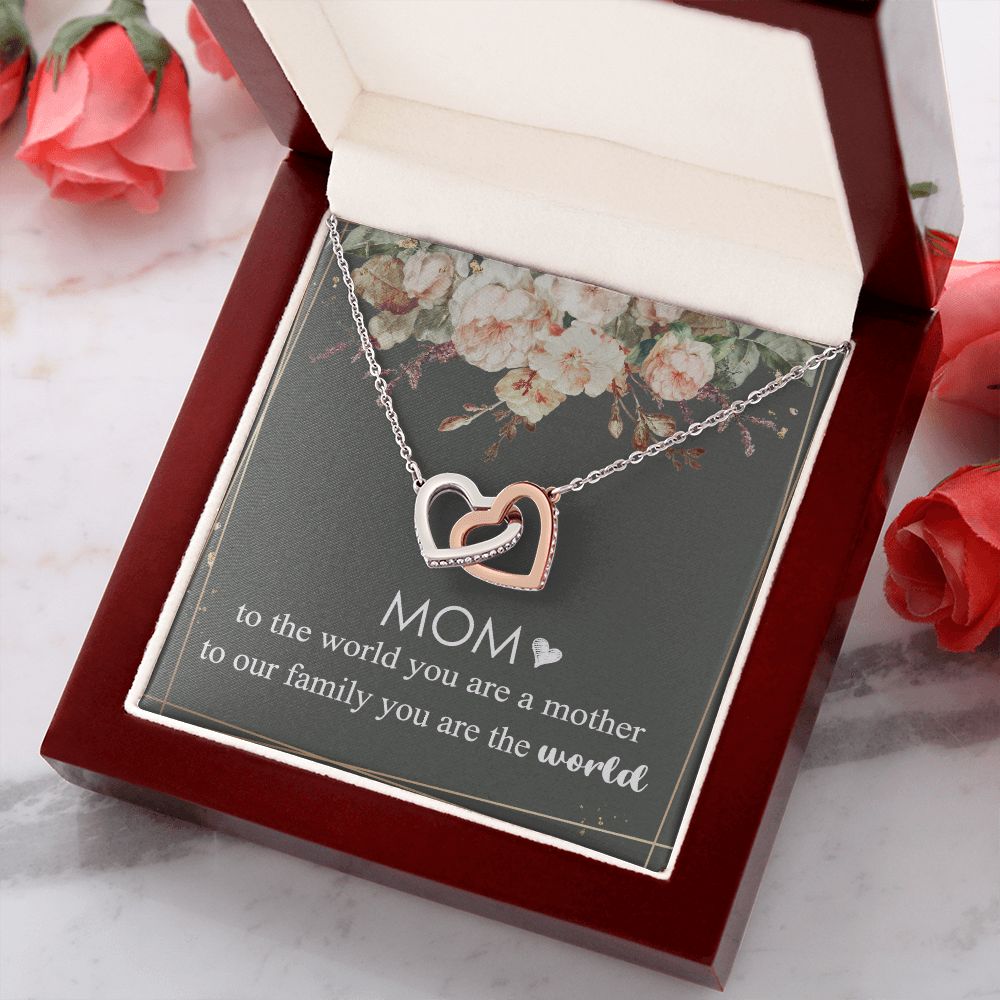 Mom Necklace Gifts for Mom from Daughter to Mom Gifts for Mothers Day from Daughter, To My Mom Necklace from Daughter to Mom Birthday Gifts Necklace with Message Card and Gift Box4 Interlocking Hearts Necklace