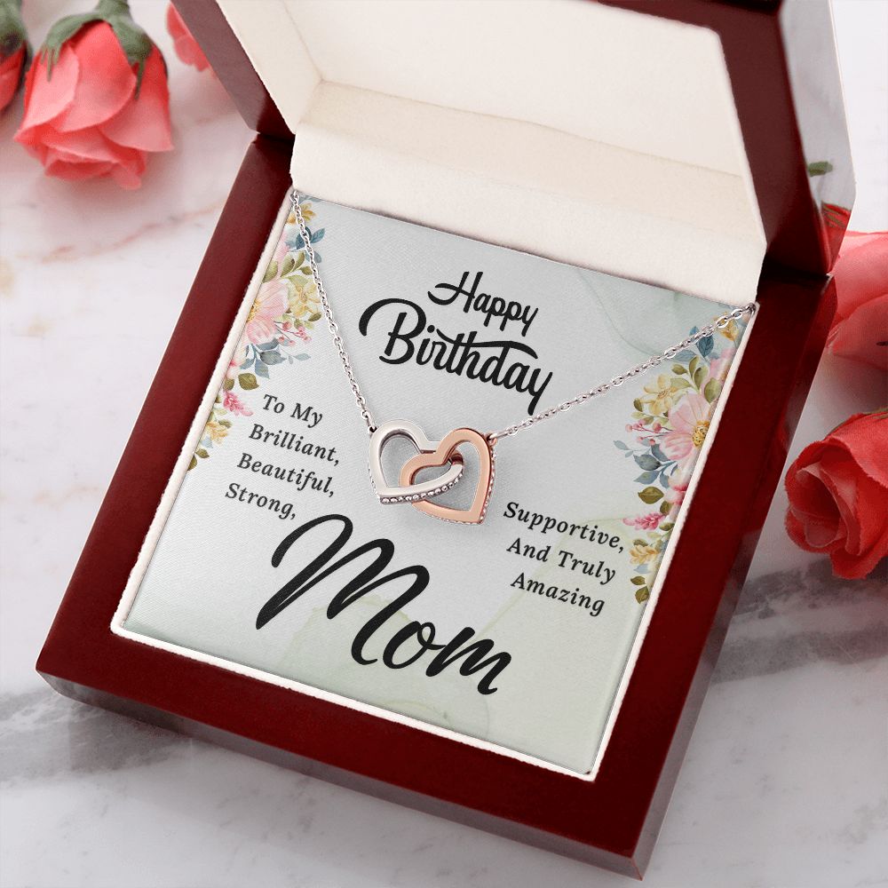 Mom Necklace Gifts for Mom from Daughter to Mom Gifts for Mothers Day from Daughter, To My Mom Necklace from Daughter to Mom Birthday Gifts Necklace with Message Card and Gift Box2229 Interlocking Hearts Necklace