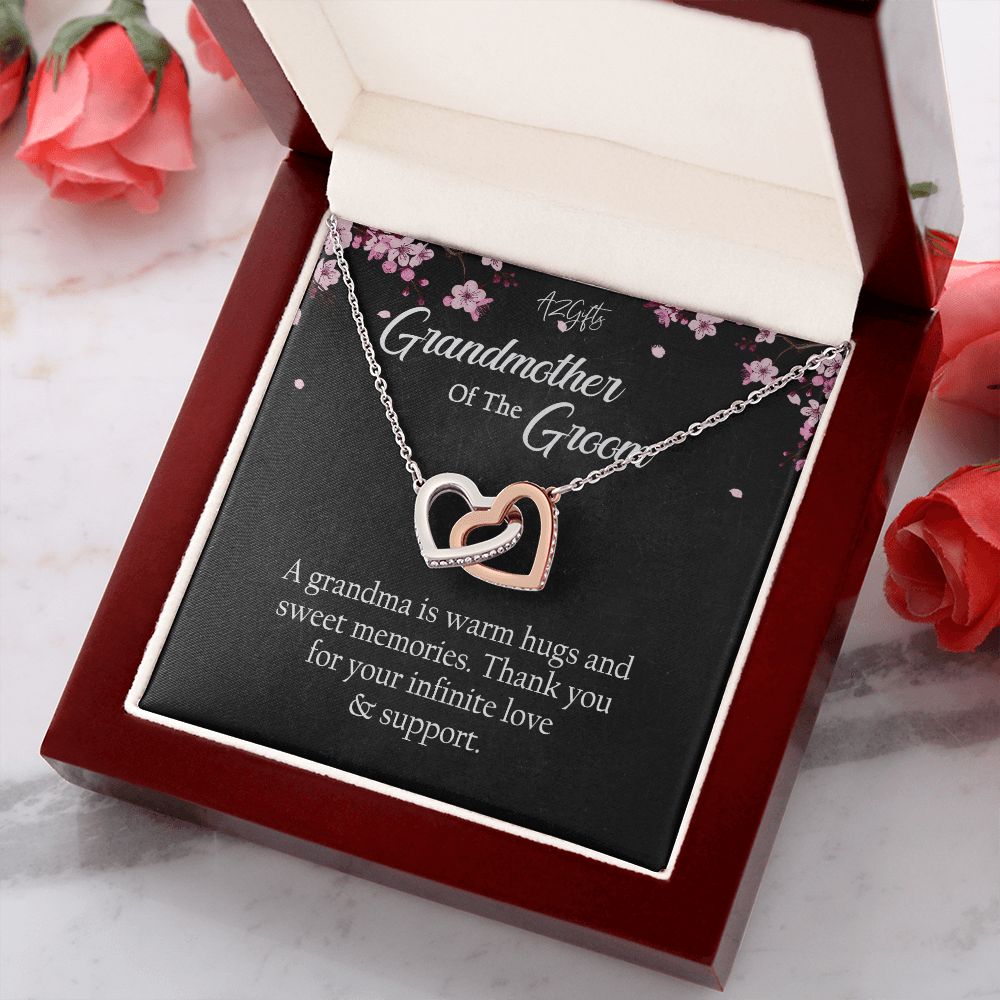 To My Grandmother Necklace, Gift for Grandmother Necklace, Mothers Day Gift For Grandma Nana, Grandma Jewelry From Grandchildren GrandKids , Jewelry Box Gift For Grandma Grandmother Interlocking Hearts Necklace